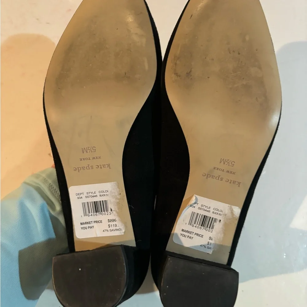 KATE SPADE Black Suede HEELS 5 1/2 M